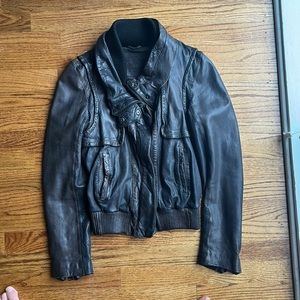 All-saints distressed leather moto jacket